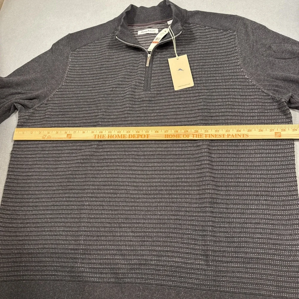$168 Tommy  Men's SEAPORT Half Zip Pullover, Black, GRAY 3XLT NWT